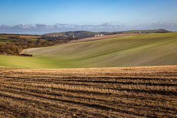 Looking out over farmland in Sussex, on a sunny winters day © lemanieh