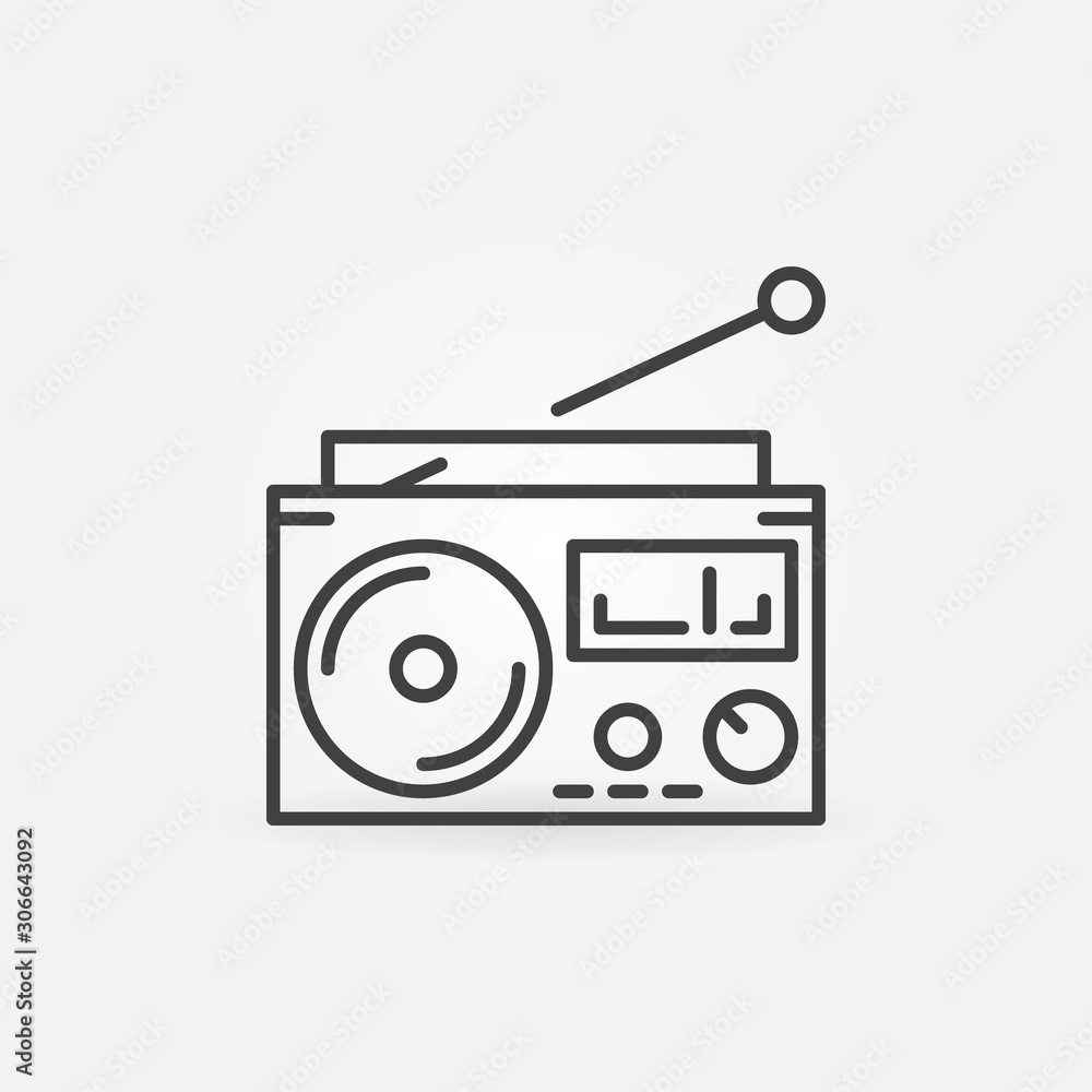 Poster old radio vector concept icon or symbol in thin line style