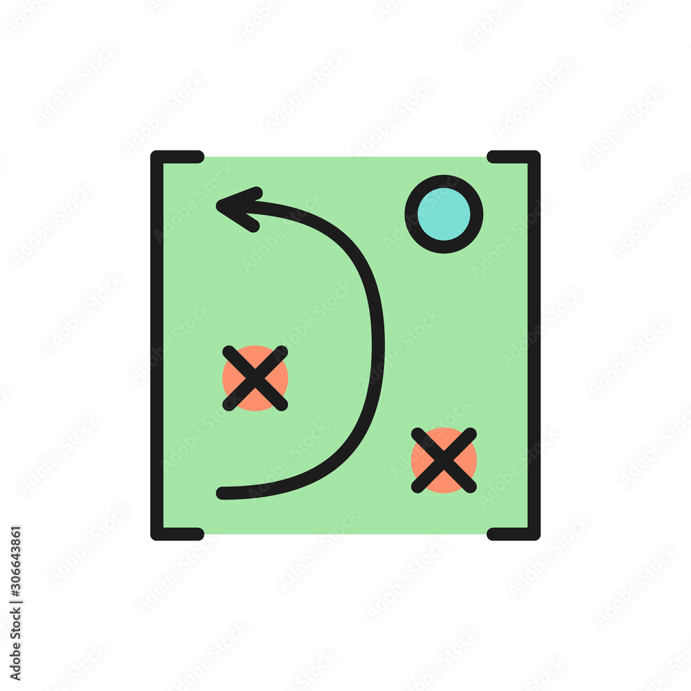 Poster Vector game tactics scheme flat color icon.