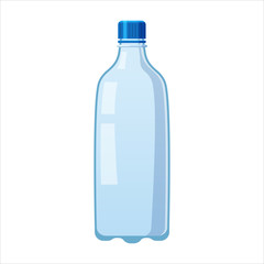 Plastic water bottle icon empty liquid container drink with screw cap