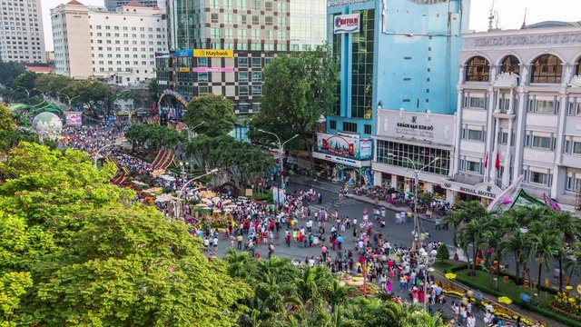 Tet, Chinese new year celebrations in Ho Chi Minh City, Vietnam time lapse