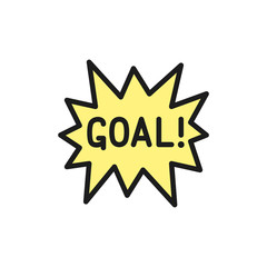 Goal scored, celebrating success flat color icon.