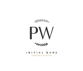 P W PW Beauty vector initial logo, handwriting logo of initial signature, wedding, fashion, jewerly, boutique, floral and botanical with creative template for any company or business.