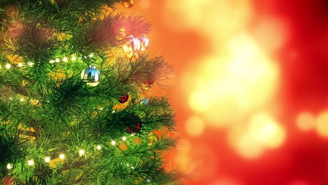 Christmas tree background and Christmas decorations with blurred, sparking, glowing. Happy New Year and Xmas theme 3d render