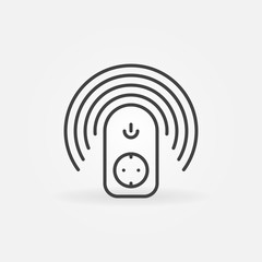 Wireless smart socket vector outline concept icon or symbol