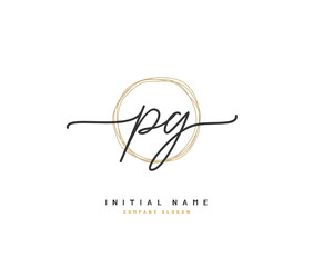 P G PG Beauty vector initial logo, handwriting logo of initial signature, wedding, fashion, jewerly, boutique, floral and botanical with creative template for any company or business.