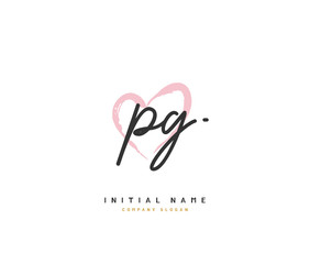 P G PG Beauty vector initial logo, handwriting logo of initial signature, wedding, fashion, jewerly, boutique, floral and botanical with creative template for any company or business.