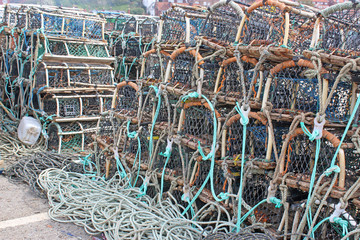 Obraz premium Lobster pots on a quay