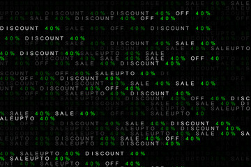 Digital background concept of marketing word sale up to, off sale, discount 40% or 40 percent.