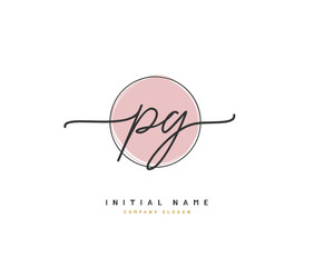 P G PG Beauty vector initial logo, handwriting logo of initial signature, wedding, fashion, jewerly, boutique, floral and botanical with creative template for any company or business.