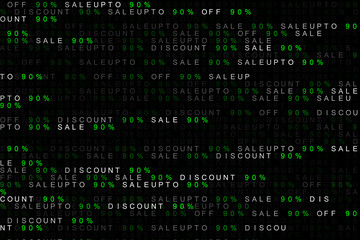 Fototapeta premium Digital background concept of marketing word sale up to, off sale, discount 90% or 90 percent or ninty percenty.