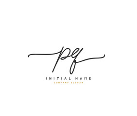 P Q PQ Beauty vector initial logo, handwriting logo of initial signature, wedding, fashion, jewerly, boutique, floral and botanical with creative template for any company or business.