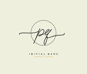 P Q PQ Beauty vector initial logo, handwriting logo of initial signature, wedding, fashion, jewerly, boutique, floral and botanical with creative template for any company or business.