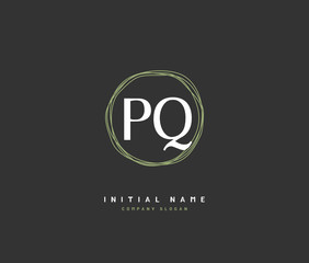 P Q PQ Beauty vector initial logo, handwriting logo of initial signature, wedding, fashion, jewerly, boutique, floral and botanical with creative template for any company or business.