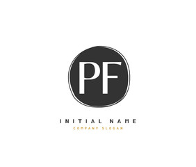 P F PF Beauty vector initial logo, handwriting logo of initial signature, wedding, fashion, jewerly, boutique, floral and botanical with creative template for any company or business.