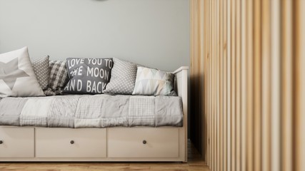 Modern design living room interior with beautiful view . 3D rendering