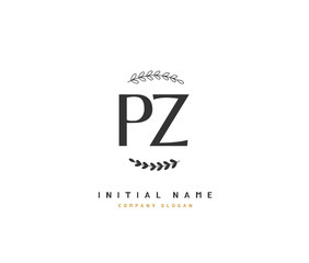 P Z PZ Beauty vector initial logo, handwriting logo of initial signature, wedding, fashion, jewerly, boutique, floral and botanical with creative template for any company or business.