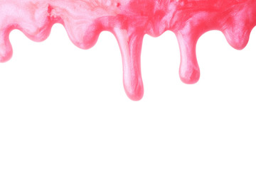 Flowing pink slime on white background. Antistress toy