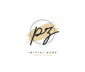 P Z PZ Beauty vector initial logo, handwriting logo of initial signature, wedding, fashion, jewerly, boutique, floral and botanical with creative template for any company or business.