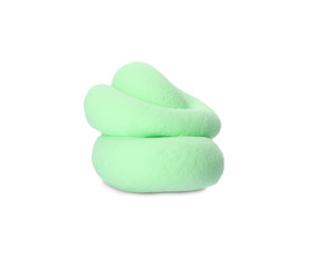 Green fluffy slime isolated on white. Antistress toy