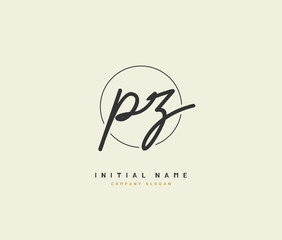 P Z PZ Beauty vector initial logo, handwriting logo of initial signature, wedding, fashion, jewerly, boutique, floral and botanical with creative template for any company or business.