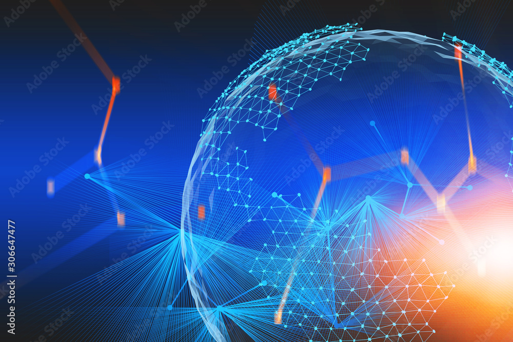 Poster global network connection and technology