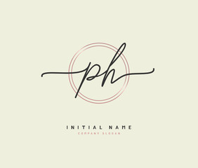 P H PH Beauty vector initial logo, handwriting logo of initial signature, wedding, fashion, jewerly, boutique, floral and botanical with creative template for any company or business.