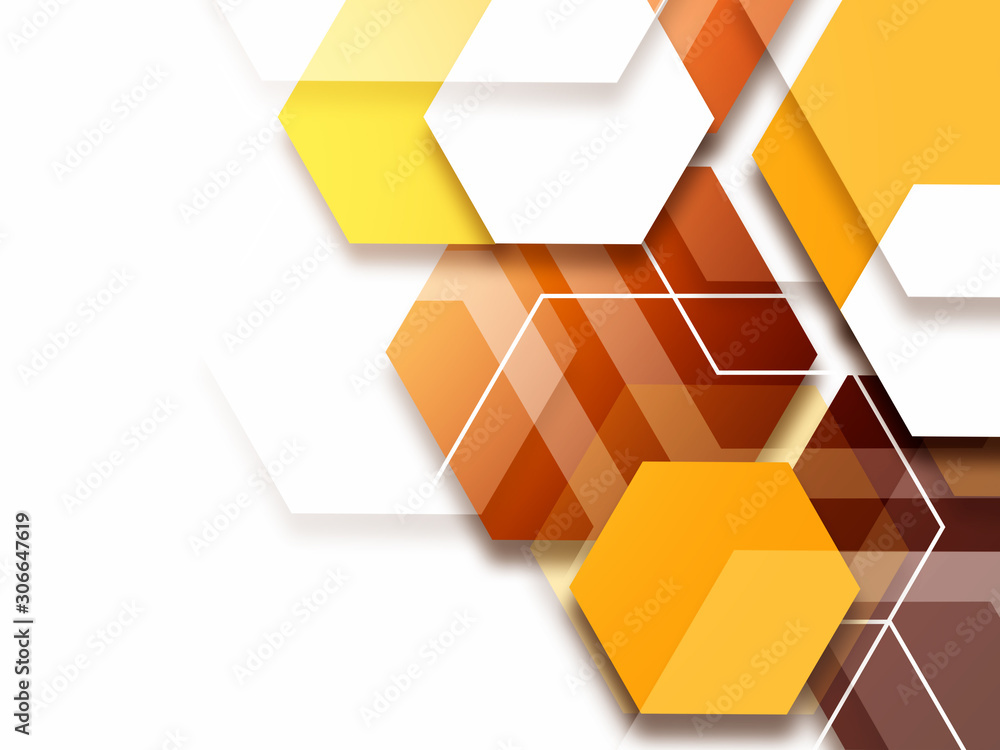 Poster abstract colorful technical background with hexagon