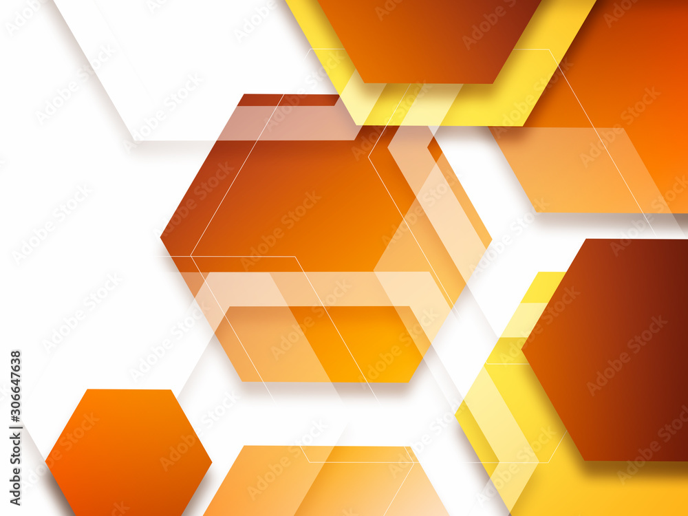 Poster abstract colorful technical background with hexagon
