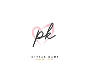 P K PK Beauty vector initial logo, handwriting logo of initial signature, wedding, fashion, jewerly, boutique, floral and botanical with creative template for any company or business.