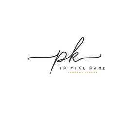 P K PK Beauty vector initial logo, handwriting logo of initial signature, wedding, fashion, jewerly, boutique, floral and botanical with creative template for any company or business.