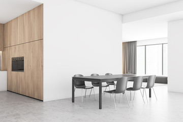 Wooden dining room and kitchen corner
