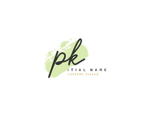 P K PK Beauty vector initial logo, handwriting logo of initial signature, wedding, fashion, jewerly, boutique, floral and botanical with creative template for any company or business.