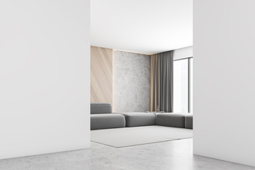 Stylish white living room corner with sofa