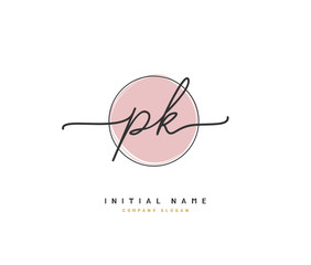 P K PK Beauty vector initial logo, handwriting logo of initial signature, wedding, fashion, jewerly, boutique, floral and botanical with creative template for any company or business.