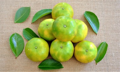 Fresh Oranges with leaf