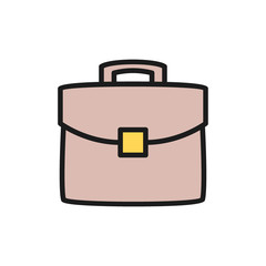Vector briefcase, portfolio, bag flat color icon.