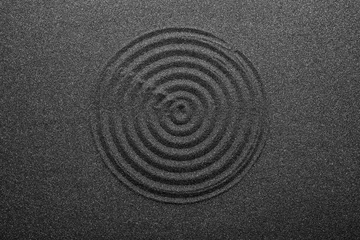 Foto op Plexiglas Black sand with beautiful pattern, top view. Zen concept © New Africa