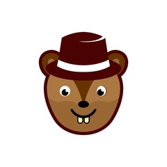 squirrel mascot with hat logo design