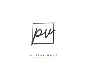 P V PV Beauty vector initial logo, handwriting logo of initial signature, wedding, fashion, jewerly, boutique, floral and botanical with creative template for any company or business.