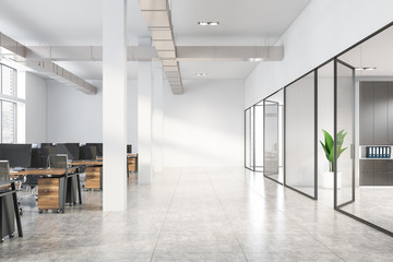 White industrial style office interior