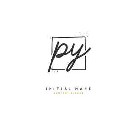 P Y PY Beauty vector initial logo, handwriting logo of initial signature, wedding, fashion, jewerly, boutique, floral and botanical with creative template for any company or business.