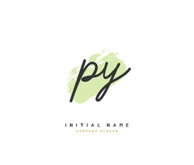 P Y PY Beauty vector initial logo, handwriting logo of initial signature, wedding, fashion, jewerly, boutique, floral and botanical with creative template for any company or business.
