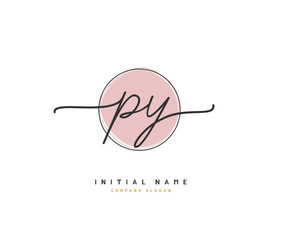 P Y PY Beauty vector initial logo, handwriting logo of initial signature, wedding, fashion, jewerly, boutique, floral and botanical with creative template for any company or business.