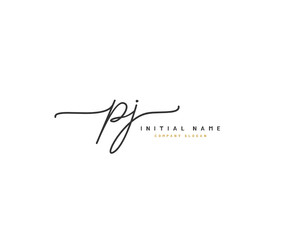 P J PJ Beauty vector initial logo, handwriting logo of initial signature, wedding, fashion, jewerly, boutique, floral and botanical with creative template for any company or business.