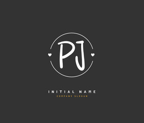 P J PJ Beauty vector initial logo, handwriting logo of initial signature, wedding, fashion, jewerly, boutique, floral and botanical with creative template for any company or business.
