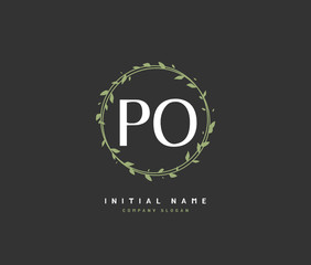 P O PO Beauty vector initial logo, handwriting logo of initial signature, wedding, fashion, jewerly, boutique, floral and botanical with creative template for any company or business.