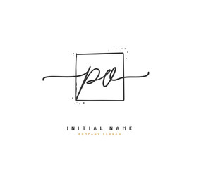 P O PO Beauty vector initial logo, handwriting logo of initial signature, wedding, fashion, jewerly, boutique, floral and botanical with creative template for any company or business.