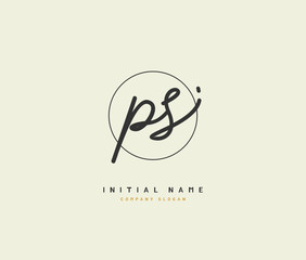 P S PS Beauty vector initial logo, handwriting logo of initial signature, wedding, fashion, jewerly, boutique, floral and botanical with creative template for any company or business.