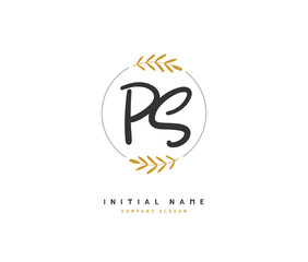 P S PS Beauty vector initial logo, handwriting logo of initial signature, wedding, fashion, jewerly, boutique, floral and botanical with creative template for any company or business.
